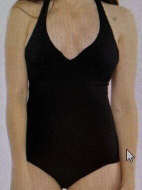 Spanx Pique Shaping Halter One-Piece Swimsuit Very Black 50684R XL NWT